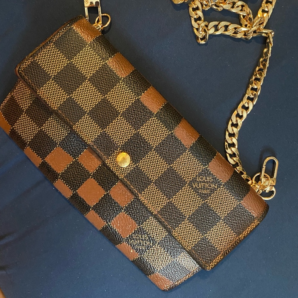 Lv damier ebene portefeuille Sarah long Bifold wallet